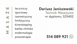 DARIUSZ JANISZEWSKI TECHNIK MASAŻYSTA | GABINET MASAŻU W BIAŁOGARDZIE